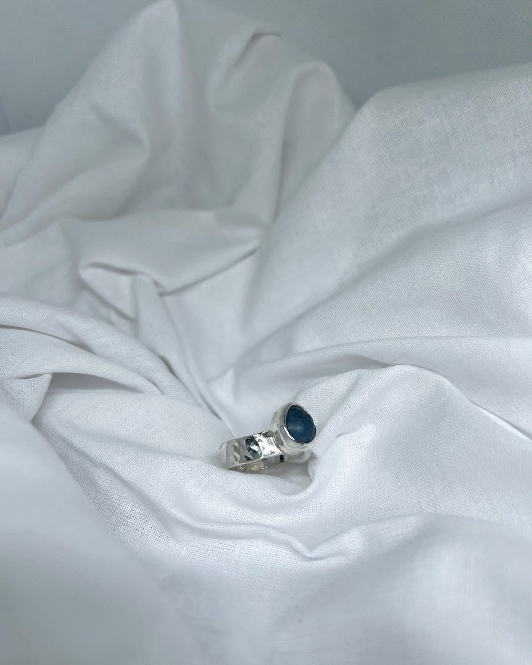 Cornish blue seaglass ring